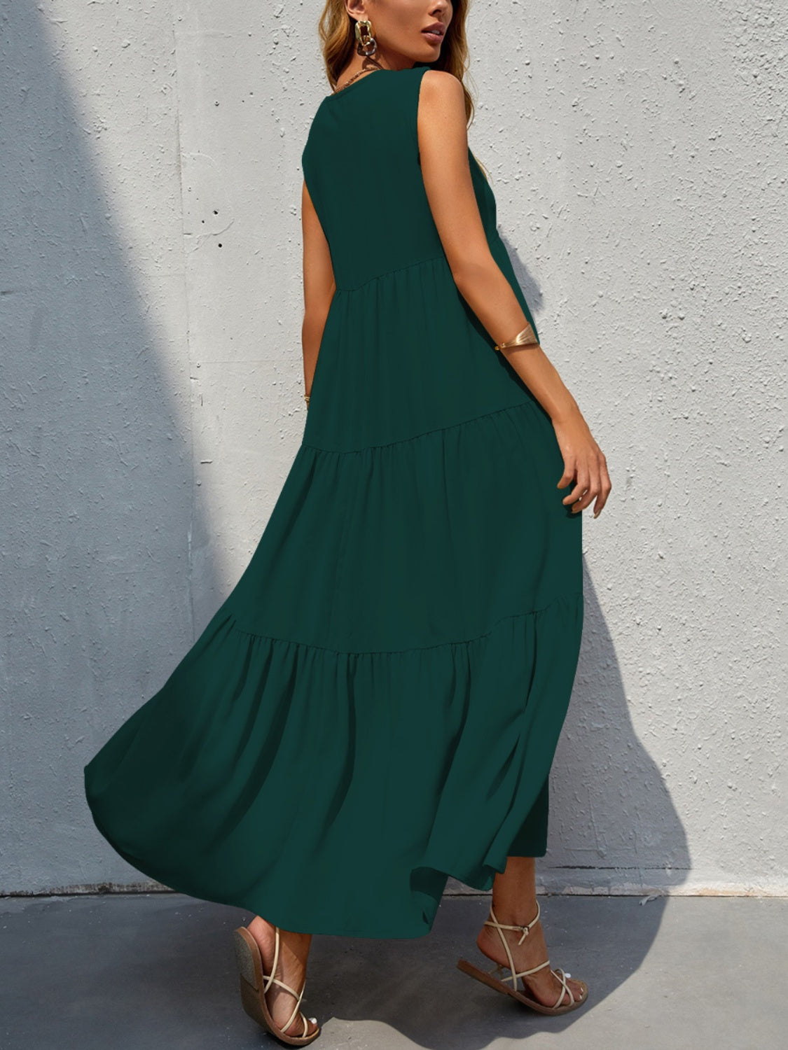Tiered V-Neck Sleeve Dress - store name